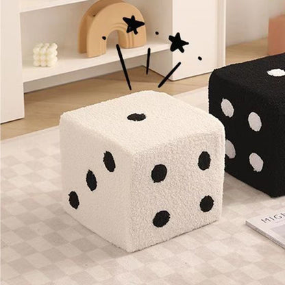 Modern Minimalist Square Teddy Fleece Multi-Layer Plywood Footstool For Living Room