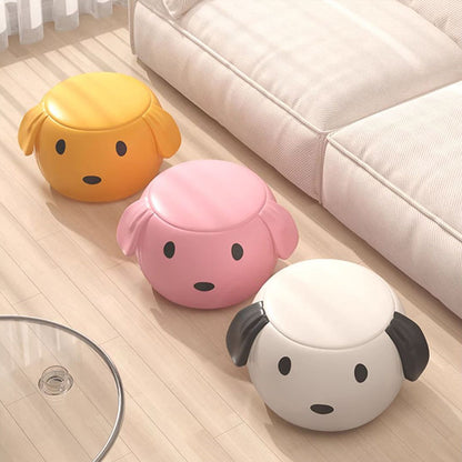 Modern Minimalist Round PU Leather Solid Wood Multi-layer Board Solid Wood Sponge Footstool For Living Room