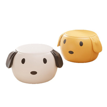 Modern Minimalist Round PU Leather Solid Wood Multi-layer Board Solid Wood Sponge Footstool For Living Room