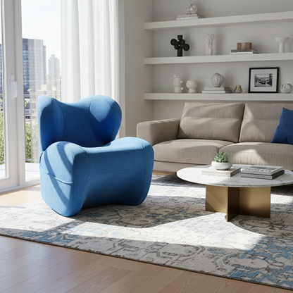 Modern Minimalist Curved Velvet Linen EPS Sponge Accent Chair Backrest For Living Room