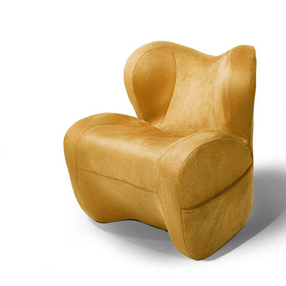 Modern Minimalist Curved Velvet Linen EPS Sponge Accent Chair Backrest For Living Room