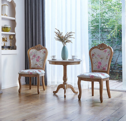 Traditional Vintage Curved Seat Cushion Solid Wood Fabric Sponge Chair Backrest Armrest For Living Room