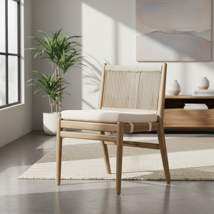 Modern Minimalist Rectangular Cushion Solid Wood Cotton-Linen Sponge Dining Chair Backrest Armrest For Dining Room