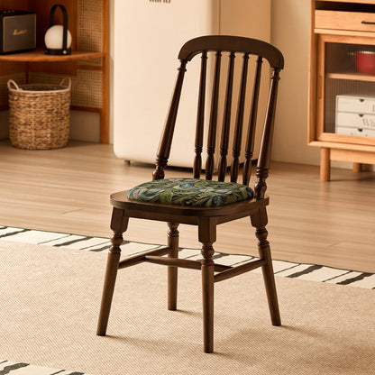 Traditional Vintage Square Cushion Solid Wood Velvet Sponge Backrest Sturdy For Dining Room