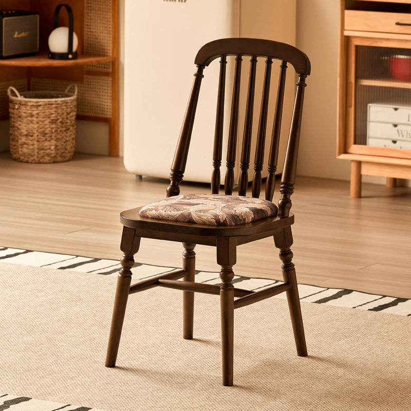 Traditional Vintage Square Cushion Solid Wood Velvet Sponge Backrest Sturdy For Dining Room