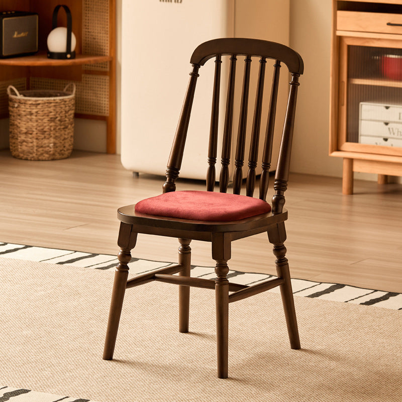 Traditional Vintage Square Cushion Solid Wood Velvet Sponge Backrest Sturdy For Dining Room
