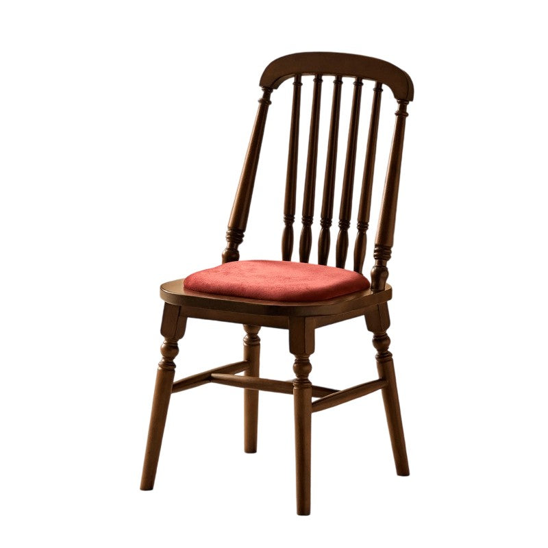 Traditional Vintage Square Cushion Solid Wood Velvet Sponge Backrest Sturdy For Dining Room
