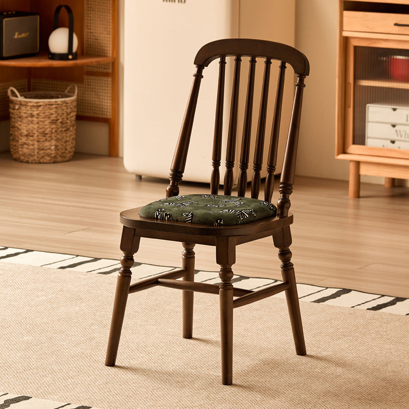 Traditional Vintage Square Cushion Solid Wood Velvet Sponge Backrest Sturdy For Dining Room
