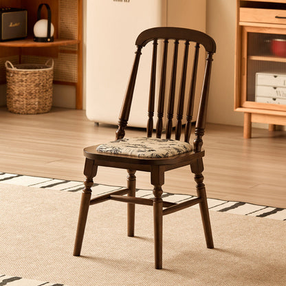 Traditional Vintage Square Cushion Solid Wood Velvet Sponge Backrest Sturdy For Dining Room