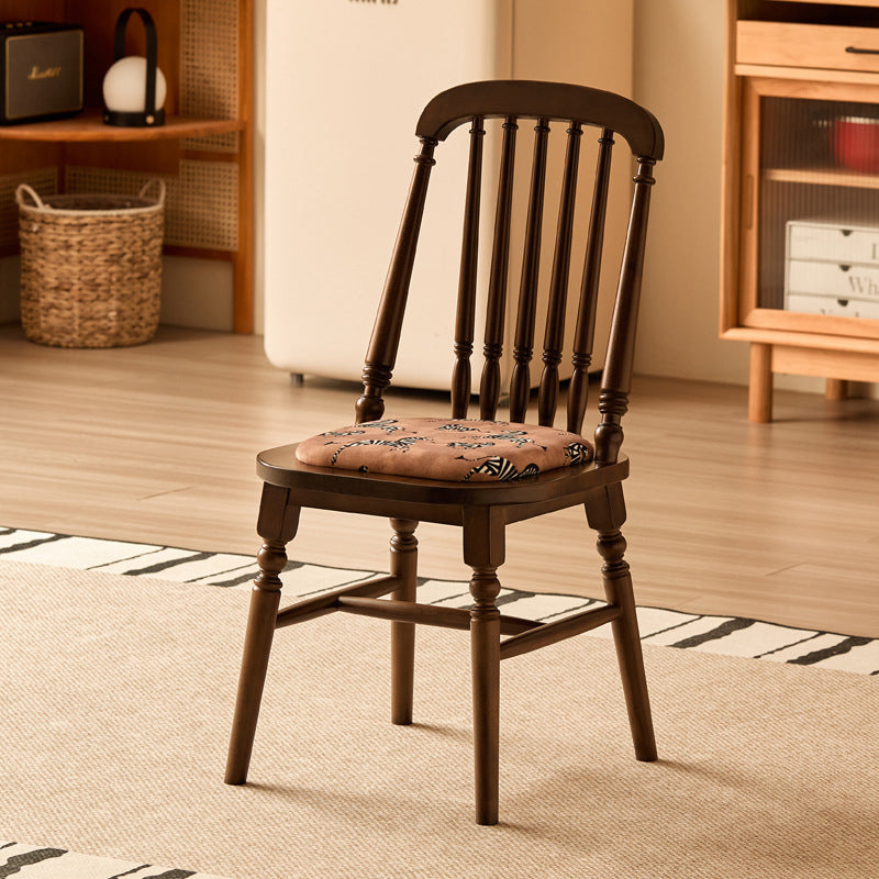 Traditional Vintage Square Cushion Solid Wood Velvet Sponge Backrest Sturdy For Dining Room