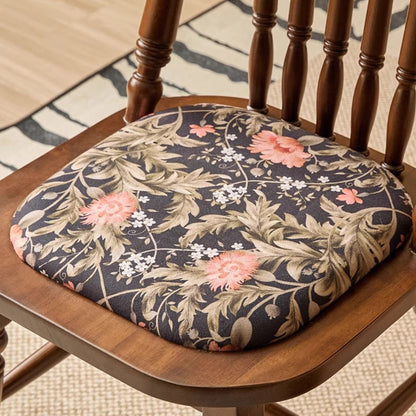 Traditional Vintage Square Cushion Solid Wood Velvet Sponge Backrest Sturdy For Dining Room