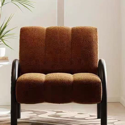 Modern Minimalist Curved Carbon Steel Velvet Fabric Sponge Accent Chair Strong Load-Bearing Backrest Armrest For Living Room