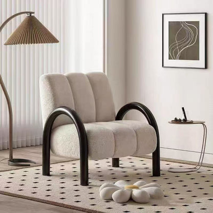 Modern Minimalist Curved Carbon Steel Velvet Fabric Sponge Accent Chair Strong Load-Bearing Backrest Armrest For Living Room