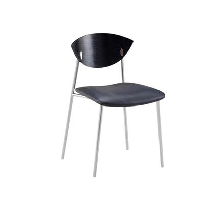 Modern Minimalist Curved Solid Wood Microfiber Leather Metal Sponge Dining Chair Backrest For Dining Room
