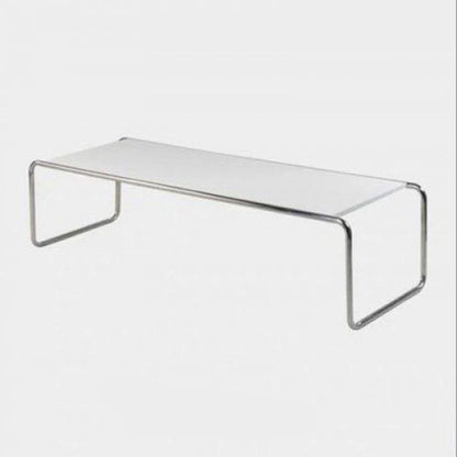 Modern Minimalist Rectangular Stainless Steel Medium Density Fiberboard Coffee Table 2-Leg Sturdy For Living Room