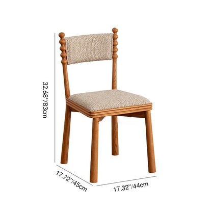 Traditional Vintage Rectangular Seat Cushion Solid Wood Linen Sponge Dining Chair Backrest Durable For Dining Room