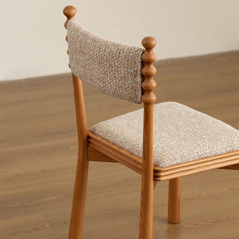 Traditional Vintage Rectangular Seat Cushion Solid Wood Linen Sponge Dining Chair Backrest Durable For Dining Room