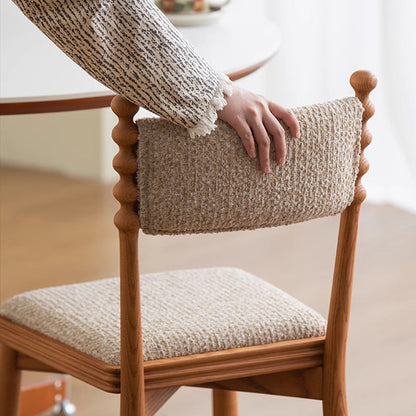 Traditional Vintage Rectangular Seat Cushion Solid Wood Linen Sponge Dining Chair Backrest Durable For Dining Room