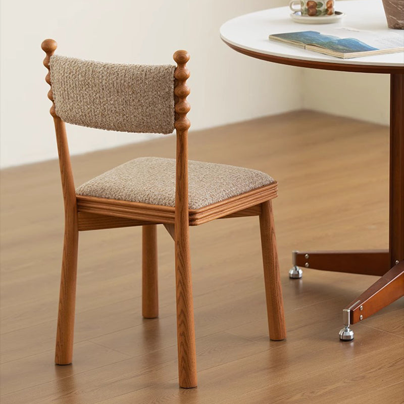 Traditional Vintage Rectangular Seat Cushion Solid Wood Linen Sponge Dining Chair Backrest Durable For Dining Room