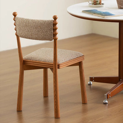 Traditional Vintage Rectangular Seat Cushion Solid Wood Linen Sponge Dining Chair Backrest Durable For Dining Room