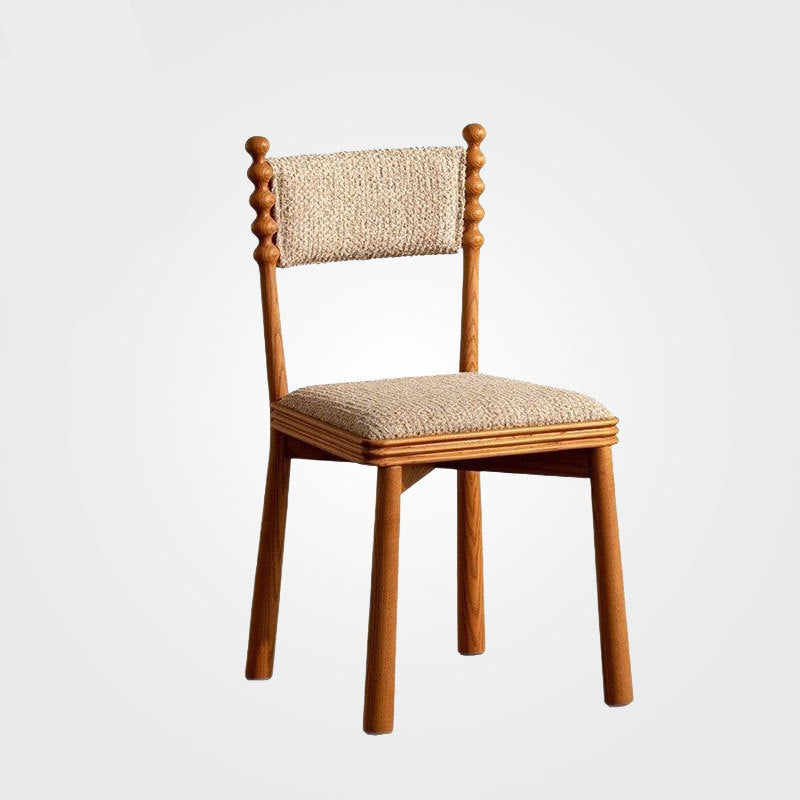 Traditional Vintage Rectangular Seat Cushion Solid Wood Linen Sponge Dining Chair Backrest Durable For Dining Room