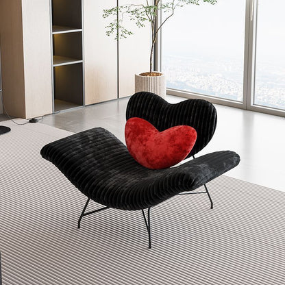 Modern Minimalist Curved Rabbit Velvet Sponge Carbon Steel Accent Chair Backrest Armrest For Living Room