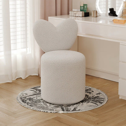 Modern Minimalist Heart-Shaped Velvet Sponge Vanity Stool Backrest For Bedroom
