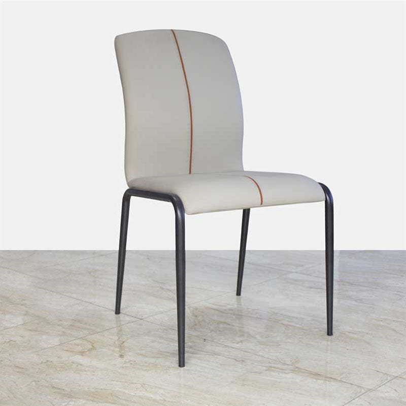 Modern Minimalist Curved PU Leather Carbon Steel Sponge Dining Chair Backrest For Dining Room