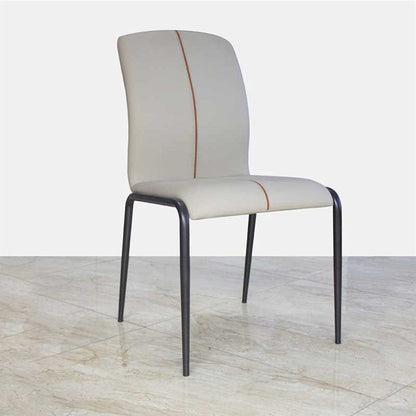 Modern Minimalist Curved PU Leather Carbon Steel Sponge Dining Chair Backrest For Dining Room