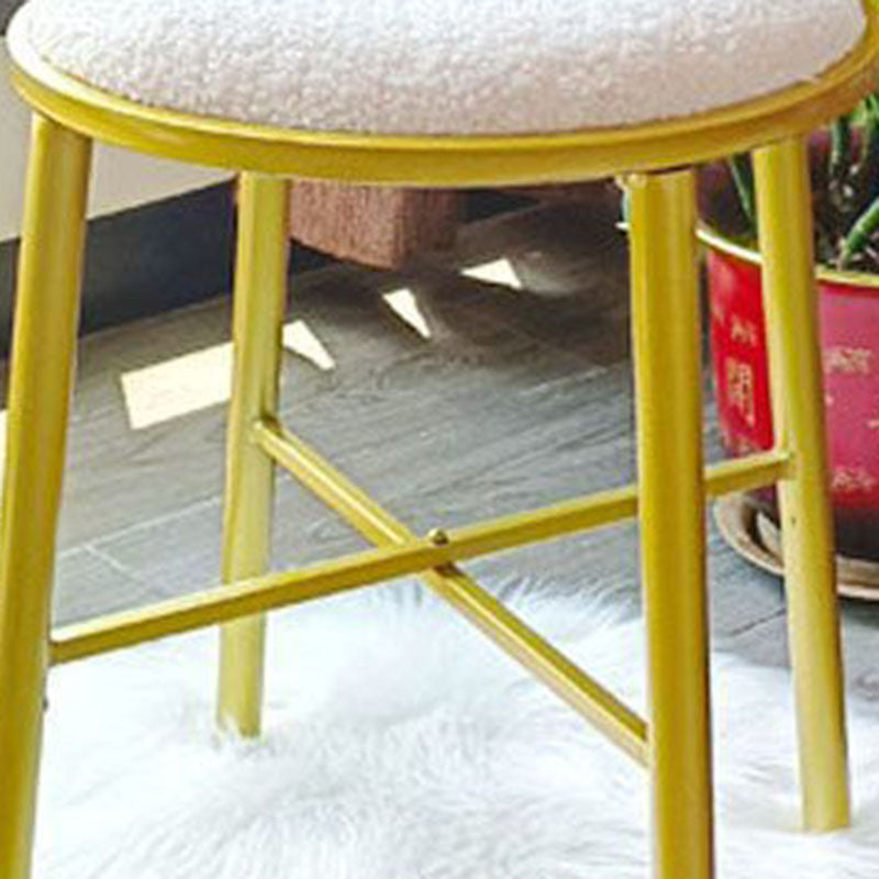 Modern Minimalist Heart-Shaped Teddy Fluff Fabric Velvet Metal Sponge Vanity Stool Backrest For Bedroom