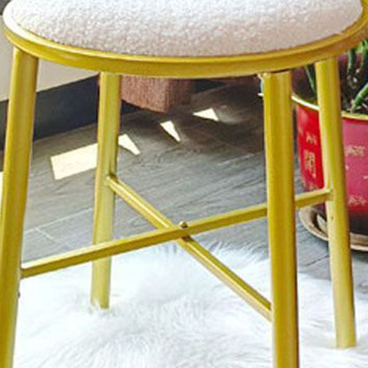 Modern Minimalist Heart-Shaped Teddy Fluff Fabric Velvet Metal Sponge Vanity Stool Backrest For Bedroom