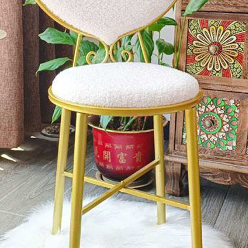 Modern Minimalist Heart-Shaped Teddy Fluff Fabric Velvet Metal Sponge Vanity Stool Backrest For Bedroom