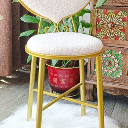 Modern Minimalist Heart-Shaped Teddy Fluff Fabric Velvet Metal Sponge Vanity Stool Backrest For Bedroom