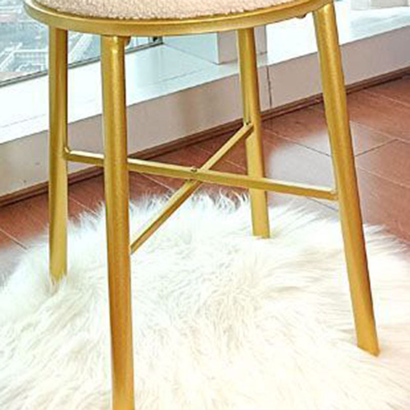 Modern Minimalist Heart-Shaped Teddy Fluff Fabric Velvet Metal Sponge Vanity Stool Backrest For Bedroom