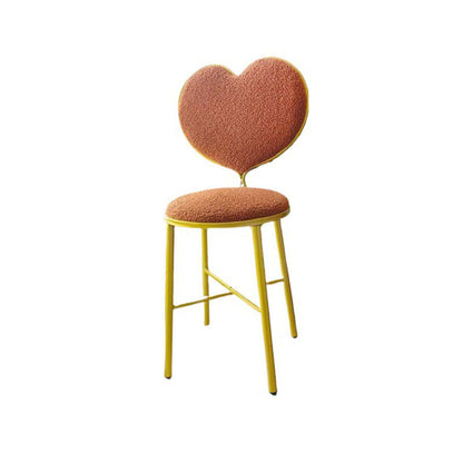 Modern Minimalist Heart-Shaped Teddy Fluff Fabric Velvet Metal Sponge Vanity Stool Backrest For Bedroom