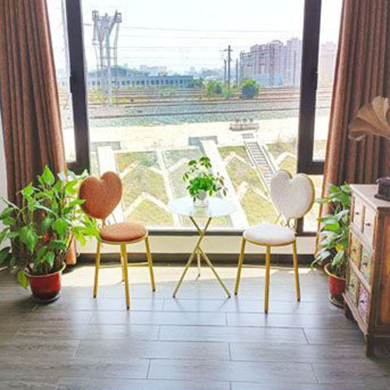 Modern Minimalist Heart-Shaped Teddy Fluff Fabric Velvet Metal Sponge Vanity Stool Backrest For Bedroom