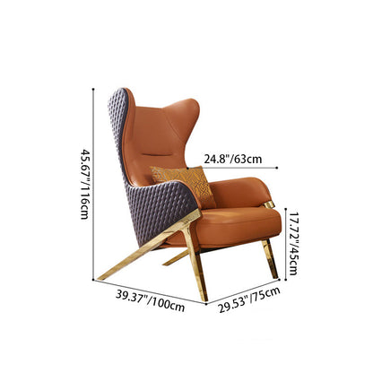 Modern Luxury Curved Synthetic Leather Bent Wood Panel Sponge Metal Accent Chair Backrest Armrest For Living Room
