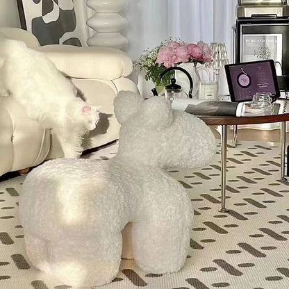 Modern Minimalist Pony-Shaped Sherpa Fabric Sponge Kid Accent Chair Durable For Living Room