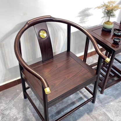 Modern Minimalist Curved Solid Wood Copper Dining Chair Backrest Armrest For Dining Room