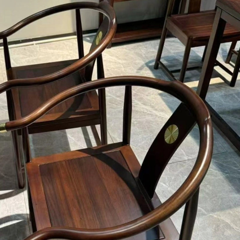 Modern Minimalist Curved Solid Wood Copper Dining Chair Backrest Armrest For Dining Room