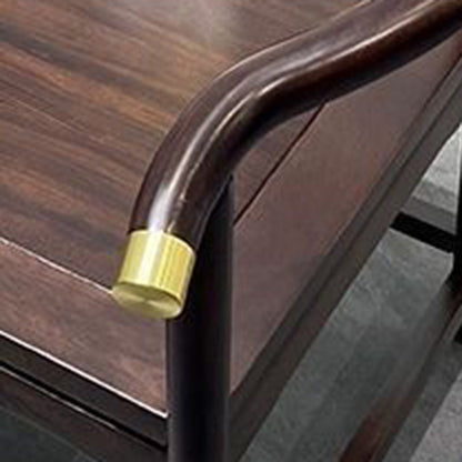 Modern Minimalist Curved Solid Wood Copper Dining Chair Backrest Armrest For Dining Room