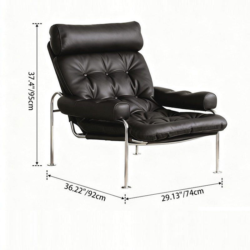 Modern Minimalist Curved Microfiber Leather Stainless Steel Sponge Accent Chair Backrest Armrest For Living Room