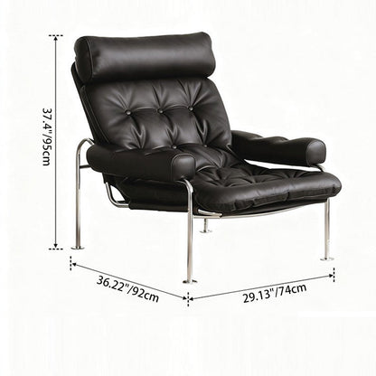 Modern Minimalist Curved Microfiber Leather Stainless Steel Sponge Accent Chair Backrest Armrest For Living Room
