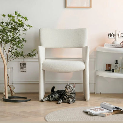 Modern Minimalist Curved Teddy Velvet Multi-Layer Board Sponge Dining Chair Backrest Armrest For Dining Room