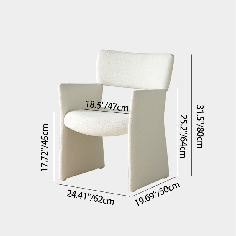 Modern Minimalist Curved Teddy Velvet Multi-Layer Board Sponge Dining Chair Backrest Armrest For Dining Room