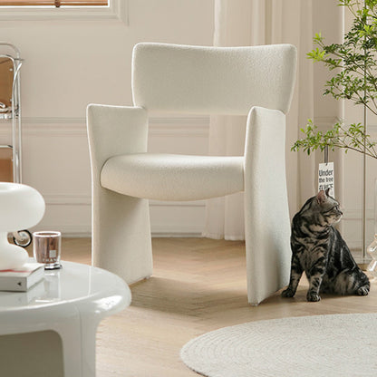 Modern Minimalist Curved Teddy Velvet Multi-Layer Board Sponge Dining Chair Backrest Armrest For Dining Room