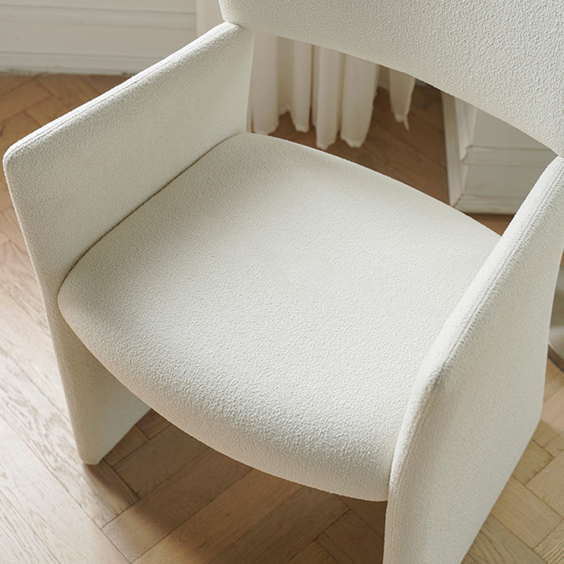Modern Minimalist Curved Teddy Velvet Multi-Layer Board Sponge Dining Chair Backrest Armrest For Dining Room