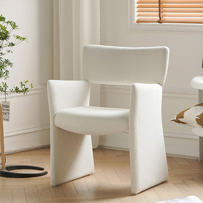 Modern Minimalist Curved Teddy Velvet Multi-Layer Board Sponge Dining Chair Backrest Armrest For Dining Room