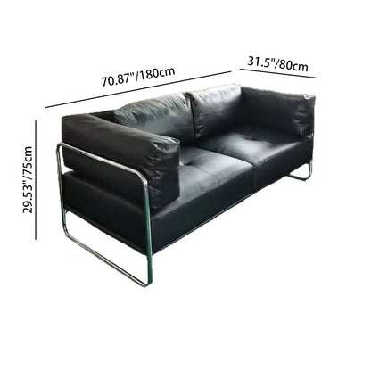 Modern Minimalist Rectangular Cushion Cat-Scratch-Resistant Leather Grain Velvet Velour Fabric Stainless Steel Sponge Sofa Backrest Armrest For Living Room