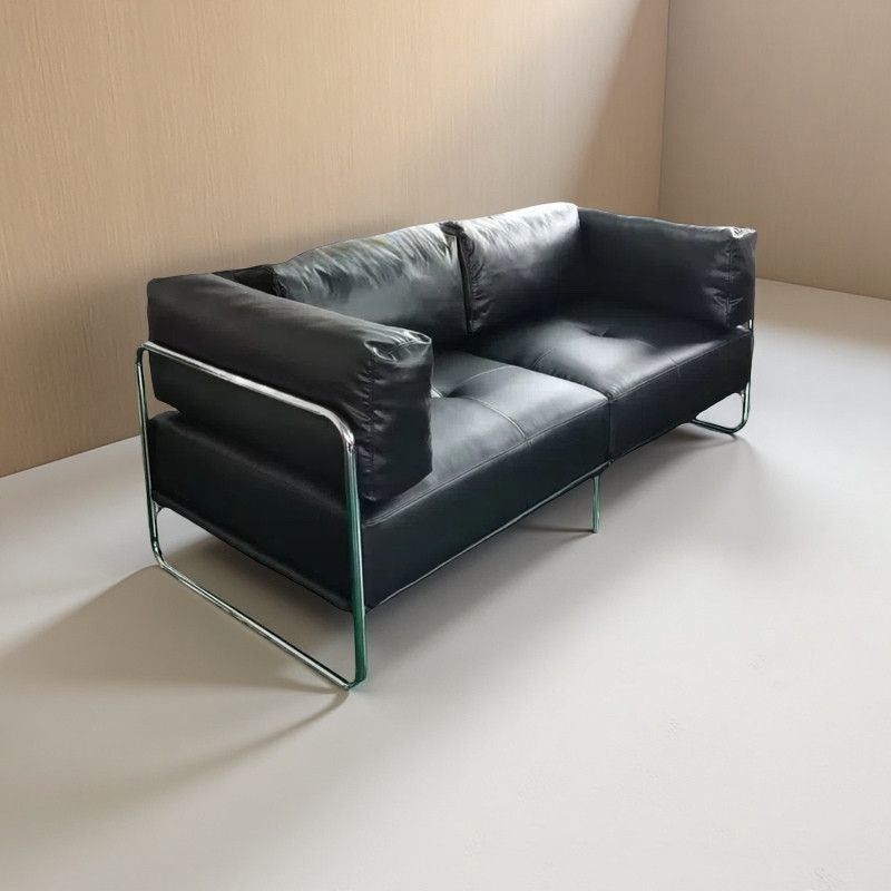 Modern Minimalist Rectangular Cushion Cat-Scratch-Resistant Leather Grain Velvet Velour Fabric Stainless Steel Sponge Sofa Backrest Armrest For Living Room